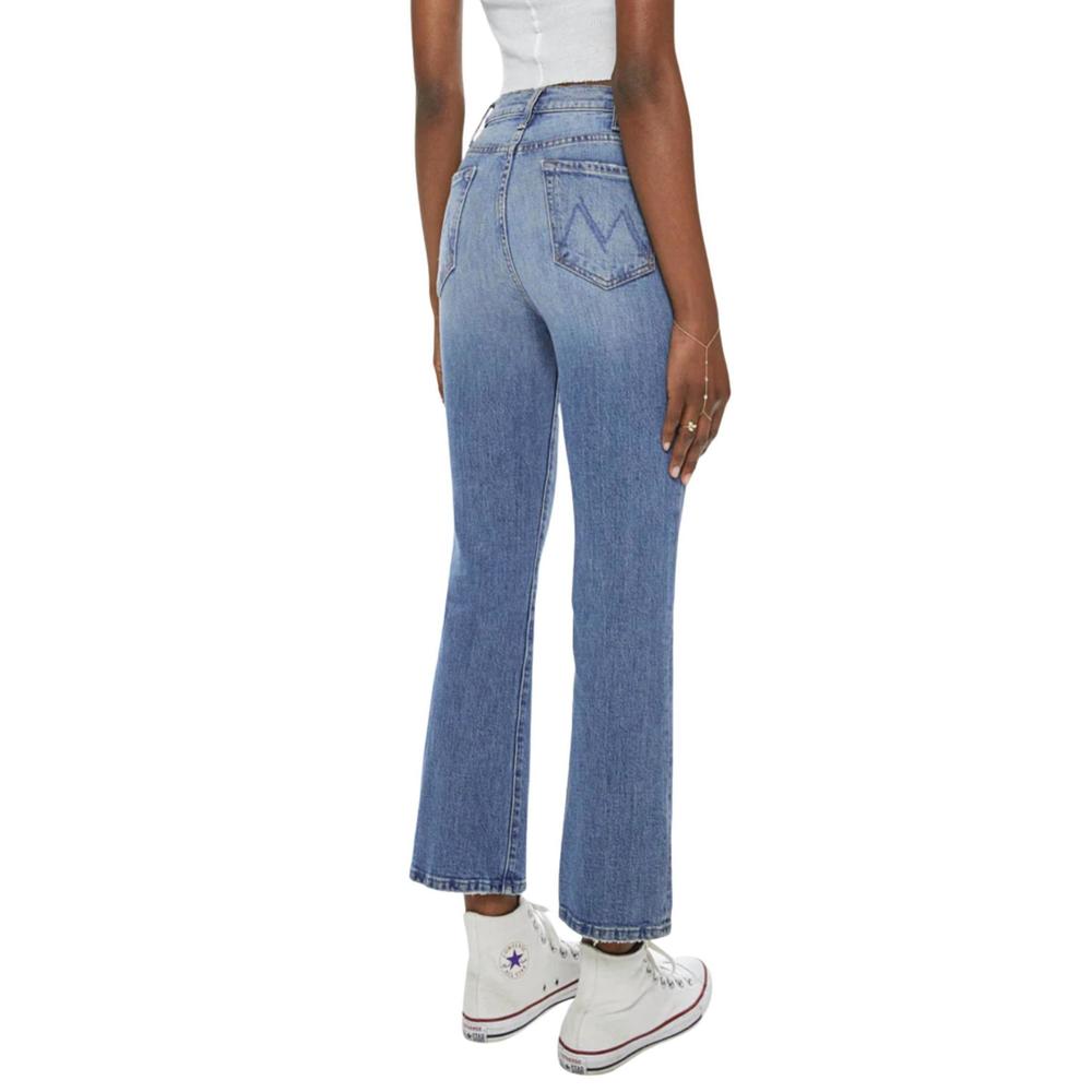 NEW MOTHER hustler ankle fray mini boot high rise jean in mid-blue wash - Picture 2 of 5
